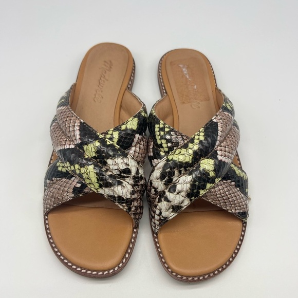 Madewell - The Skyler Colorful Snake Embossed Leather Slide On Sandal Size 6 - Picture 2 of 15